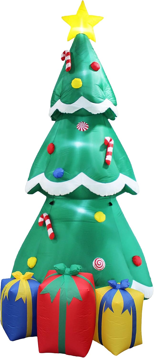 12 ft Christmas Tree with Star and Gift Boxes Inflatable, Lighted