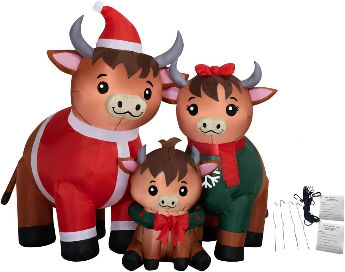 51 in Highland Cow Family Christmas Inflatable, Lighted