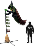 11 ft Animated Flying Witch Halloween Prop with Sound