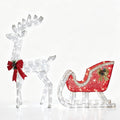 4 ft Lighted Reindeer and Sleigh Christmas Set, White