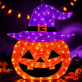 24 in Pre-Lit Halloween Pumpkin with Witch Hat, 85 LEDs