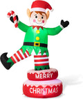6 ft Rotating Elf Christmas Inflatable with LED Lights