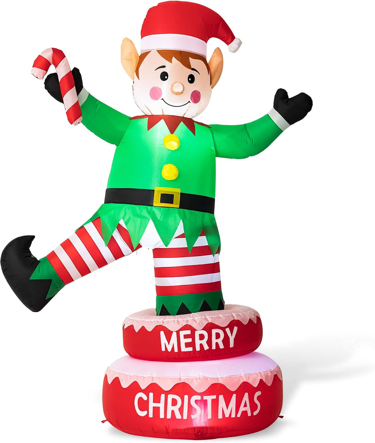 6 ft Rotating Elf Christmas Inflatable with LED Lights