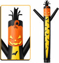 Black and yellow pumpkin-face tube man inflatable with waving arms and bat prints