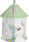 10 in Butterfly Meadow Gazebo Cookie Jar, White Porcelain