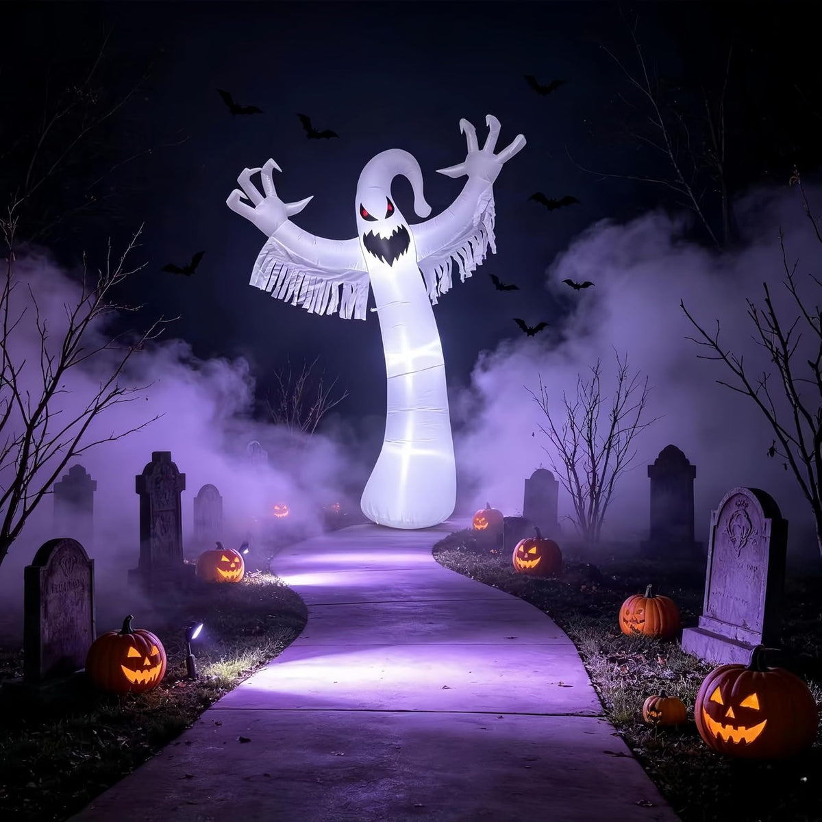 10 ft Red-Eyed Ghost Halloween Inflatable with Light