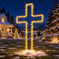 6 ft Lighted Metal Christian Cross Yard Decor