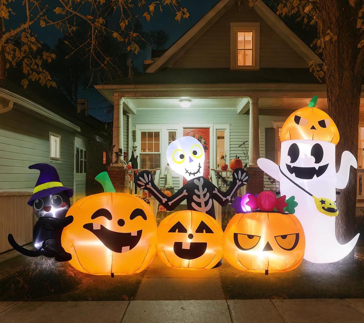 8.8 ft Halloween Pumpkin Friends Inflatable with Treat Bag
