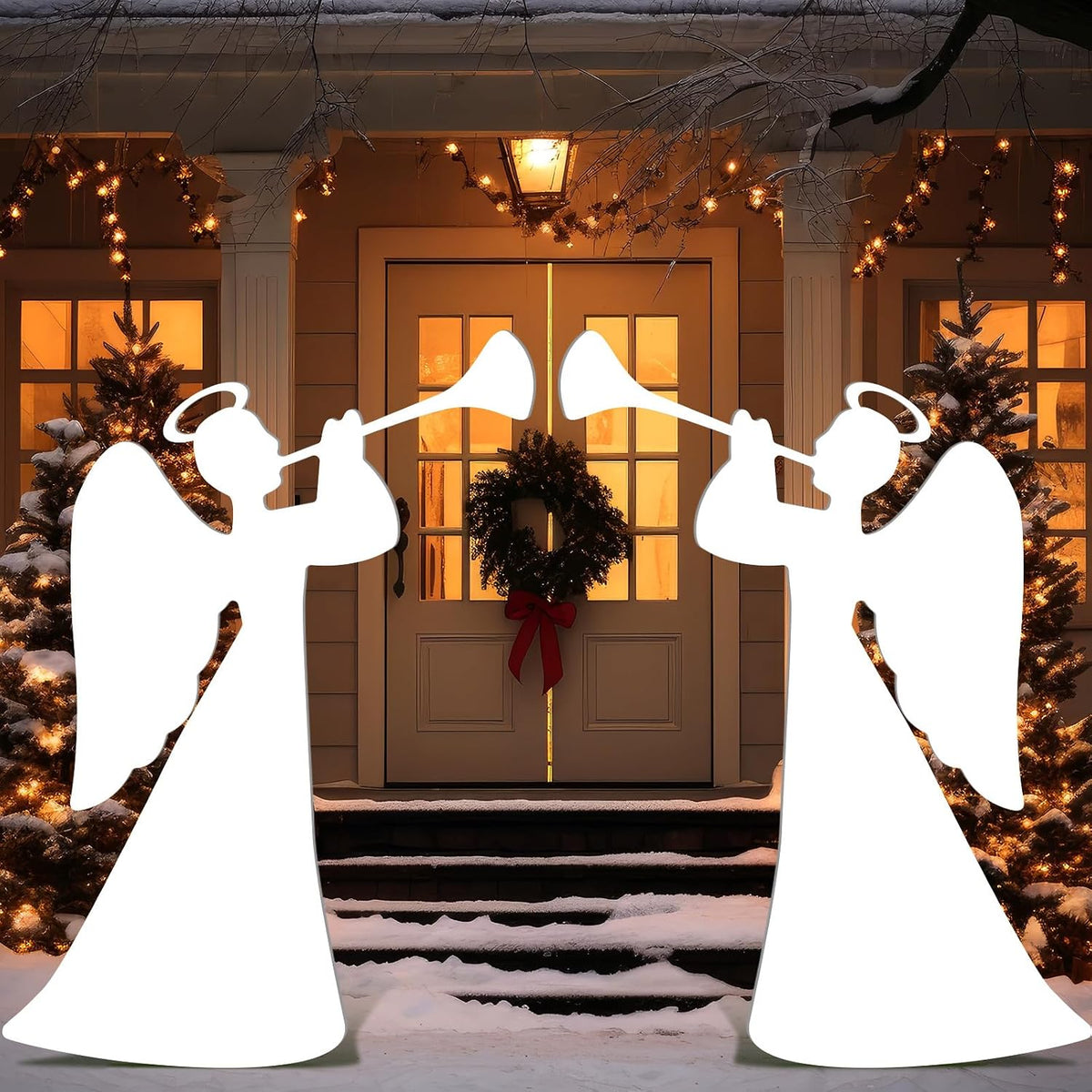 2-Piece 35 in Trumpeting Angels Christmas Yard Signs