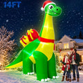 14 ft Giant Christmas Dinosaur Inflatable with LED Lights