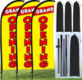 Grand Opening Feather Flag Set of 3 with Poles, 7 ft Yellow