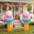 2-Piece 80 in Ice Cream Cone Party Inflatables, Stand or Float