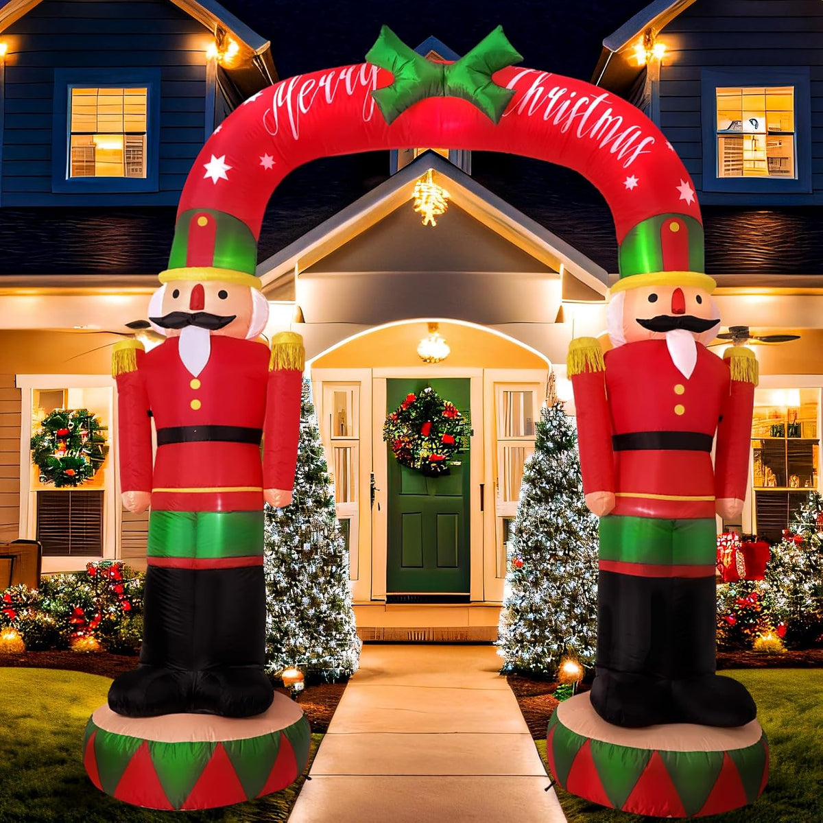 8 ft Nutcracker Soldier Christmas Archway Inflatable with LEDs