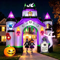 12.3 ft Haunted Castle Halloween Archway Inflatable, Light-Up