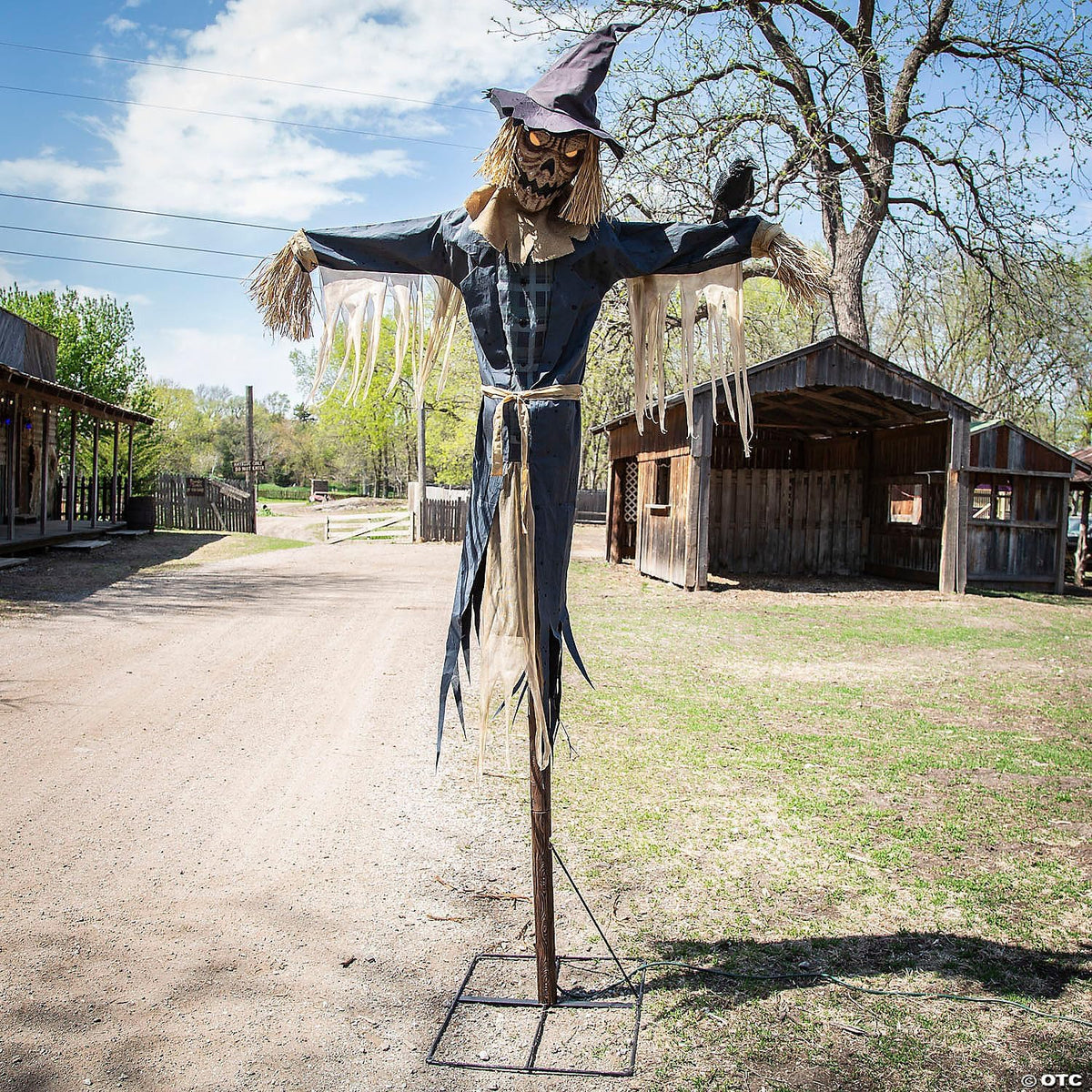 8 ft Animated Staked Scarecrow Fall Prop, Brown