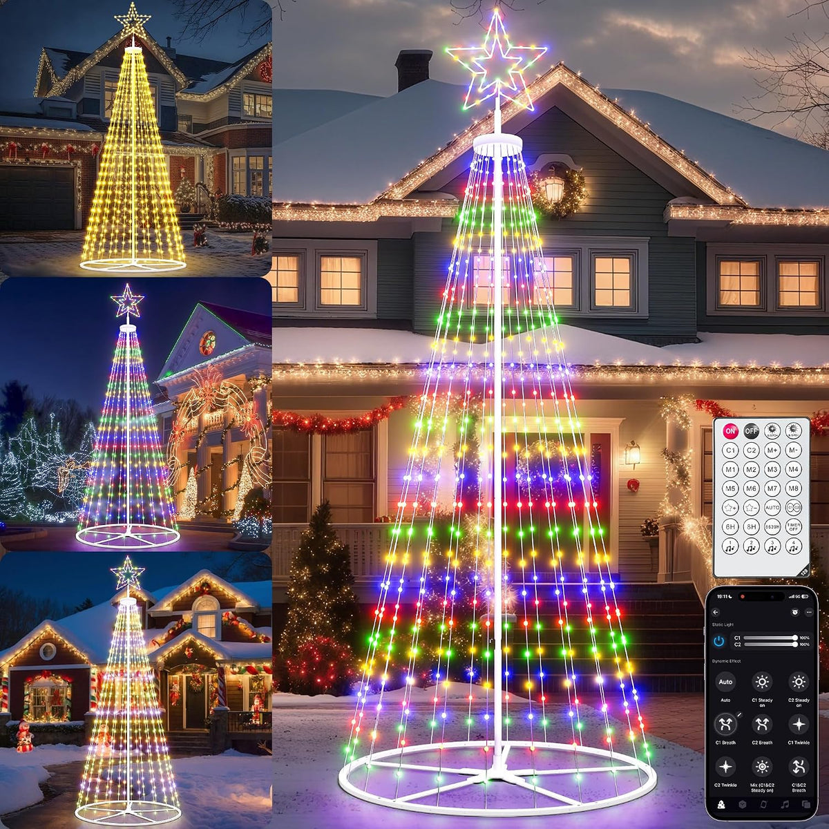 12 ft Pre-Lit Outdoor Christmas Tree with Star and Music Sync